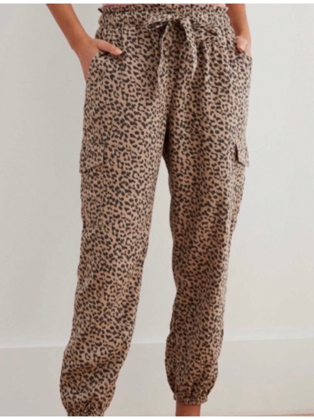 🪴 aerie Neutral Taupe Leopard Print Cargo Joggers